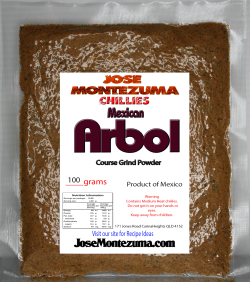 Jose Montezuma Chilli Chili Sauces Hot Sauce Mexican Arbol Chillies powder 100g
